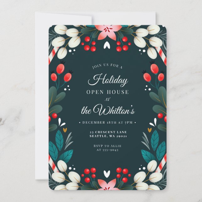 Invitation Fête de Noël Fête Florale Moderne (Devant)
