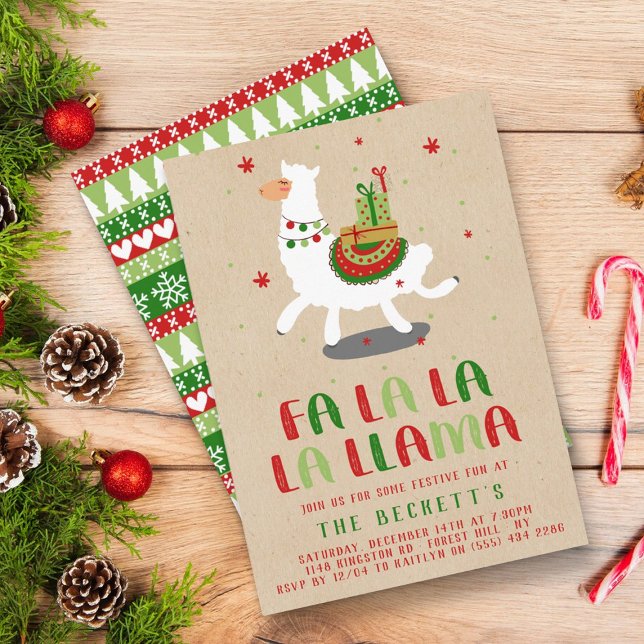 Invitation Fête de Noël Fiesta Llama (Créateur téléchargé)
