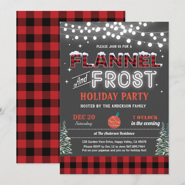 Invitation Fête de Noël Flannel et gelée adulte (Devant / Derrière)