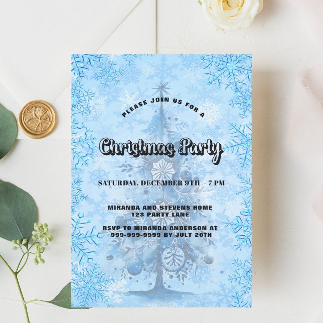 Invitation Fête de Noël flocons de neige (Créateur téléchargé)