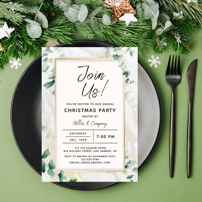 Invitation Fête de Noël Floral Chic Fête d'entreprise (Créateur téléchargé)