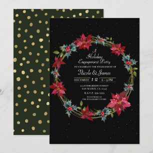 Invitation Fête de Noël Floral Élégant Poinsettia Fête de Vac