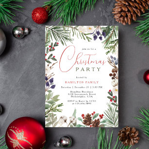 Invitation Fête de Noël Foliage Verdure