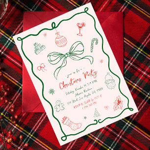 Invitation Fête de Noël française fantaisie à la main