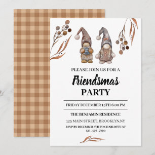 Invitation Fête de Noël Friendsmas des Gnomes Drôles