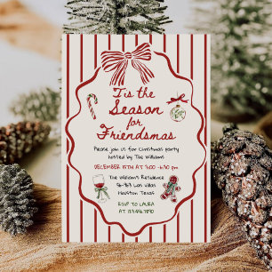 Invitation Fête de Noël Friendsmas dessinée à la main de mani