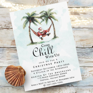Invitation Fête de Noël Fun à la Plage Venez Vous Détendre Av
