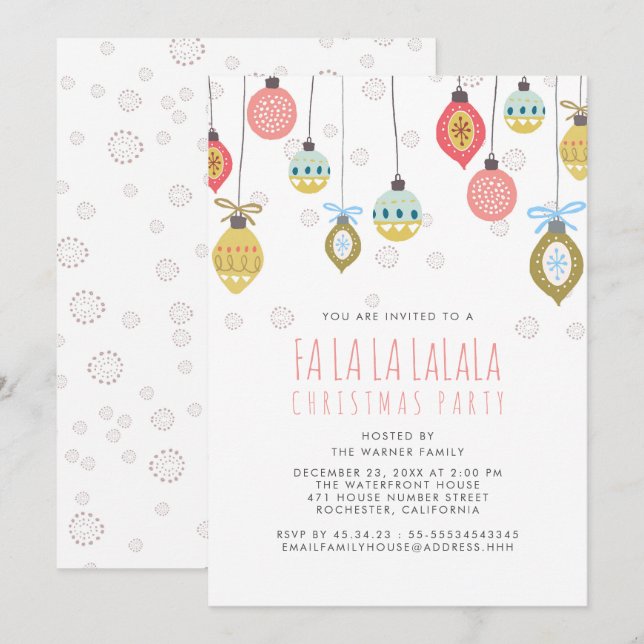 Invitation Fête de Noël Funny Falalala (Devant / Derrière)