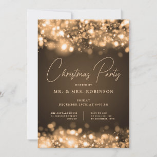Invitation Fête de Noël Glam Gold Lights