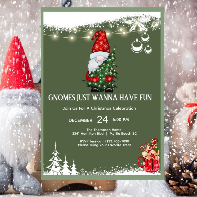 Invitation Fête de Noël Gnome (Créateur téléchargé)