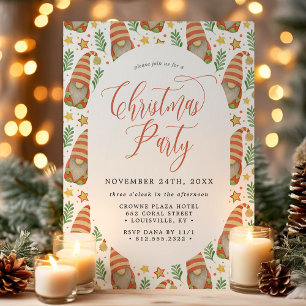 Invitation Fête de Noël Gnome scandinave à l'aquarelle