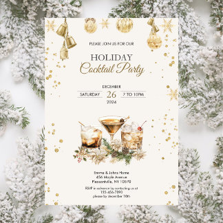 Invitation Fête de Noël Gold de Noël