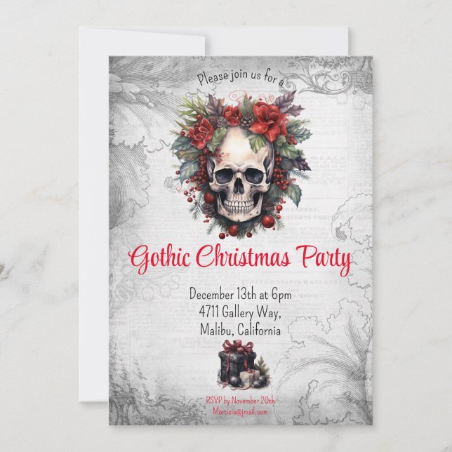 Invitation Fête de Noël gothique (Devant)