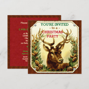 Invitation Fête de Noël Grain de bois de renne russe
