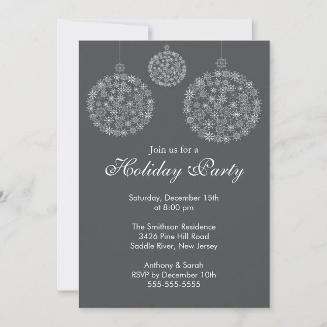 Invitation Fête de Noël Gray & White (Devant)