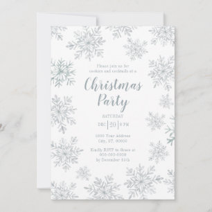 Invitation Fête de Noël Gray Winter Snowflake