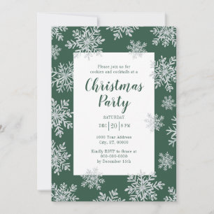 Invitation Fête de Noël Green Winter Snowflacon