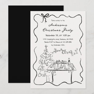 Invitation Fête de Noël gribouillages dessinés à la main Fant
