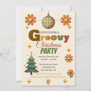 Invitation Fête de Noël Groovy 70