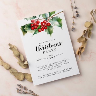 Invitation Fête de Noël Hiver Botanical Invite