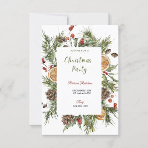 Invitation Fête de Noël Hiver Botanical Invite