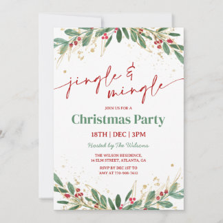 Invitation Fête de Noël Holly Jingle and Mingle