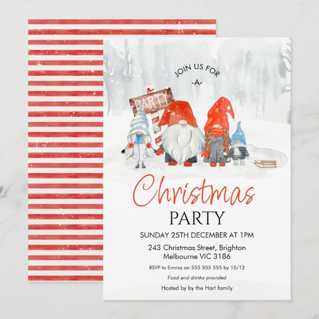 Invitation Fête de Noël - Jeux de famille avec garçon et fill (Devant / Derrière)