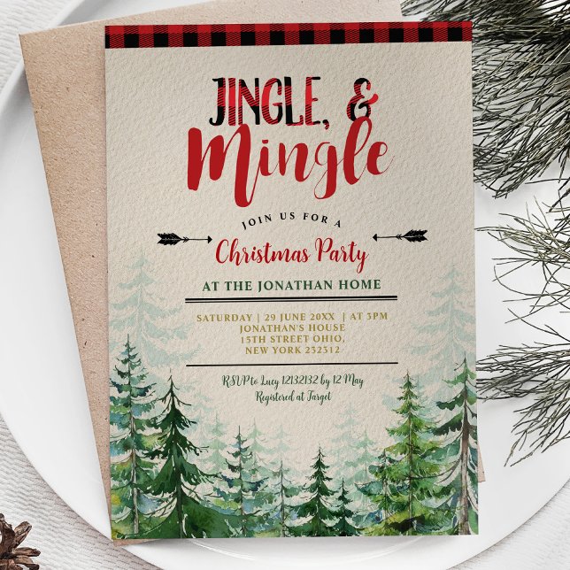 Invitation Fête de Noël Jingle And Mingle Bûcheron  (Créateur téléchargé)