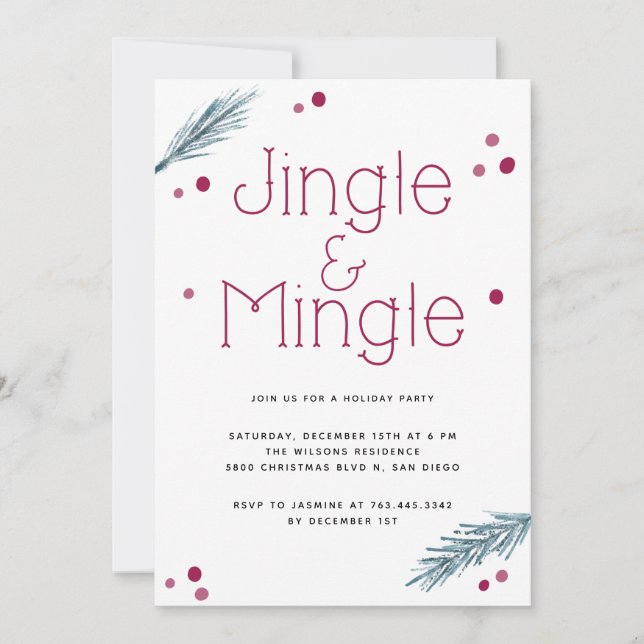 Invitation Fête de Noël Jingle et Mingle (Devant)