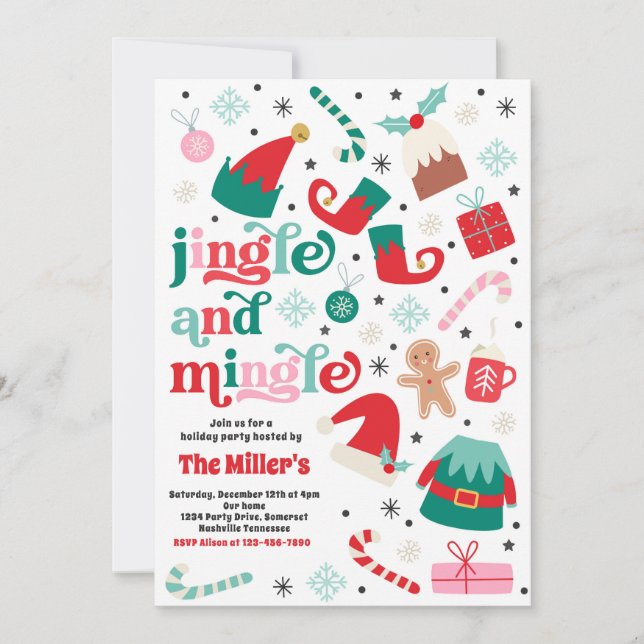 Invitation Fête De Noël Jingle Et Mingle (Devant)