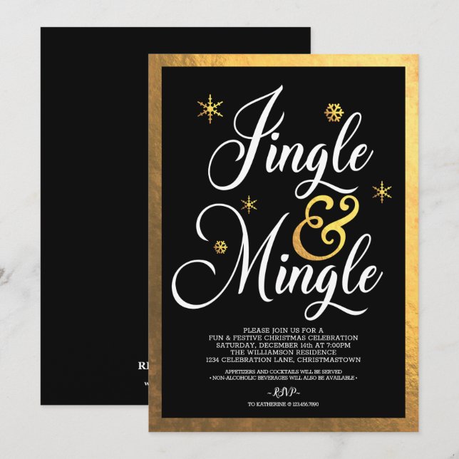 Invitation Fête de Noël Jingle et Mingle (Devant / Derrière)