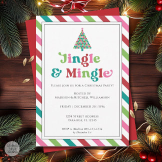 Invitation Fête de Noël Jingle & Mingle Rétro Lumineuse