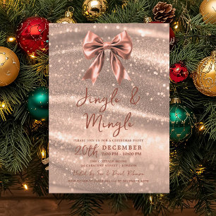 Invitation Fête de Noël Jingle Mingle Ruban Rose Gold