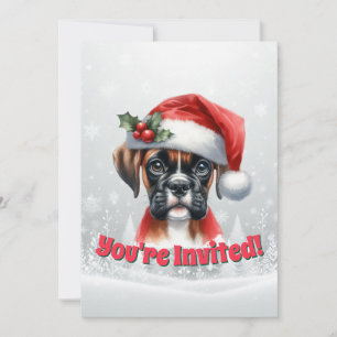 Invitation Fête de Noël Jingle Paws et Boxer Dog Joy
