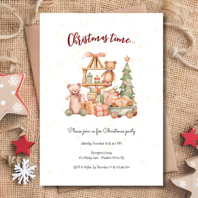 Invitation Fête de Noël, jouets pour enfants et cadeaux (Créateur téléchargé)