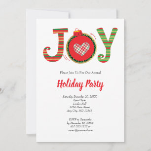 Invitation Fête de Noël Joyeuse Rouge Verte