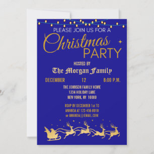 Invitation Fête de Noël, Joyeux Noël en or noir rouge