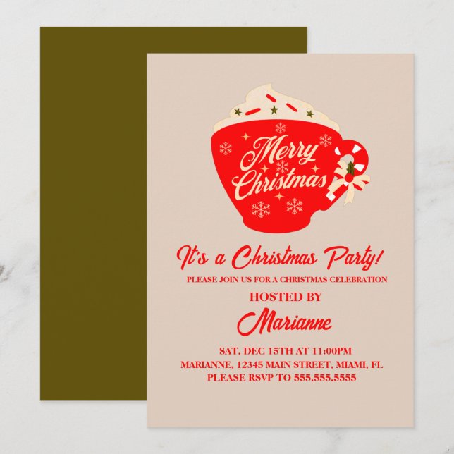 Invitation Fête de Noël Joyeux Noël Musique (Devant / Derrière)