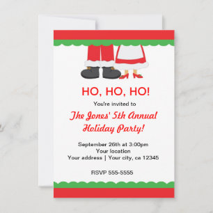 Invitation Fête de Noël Merry Feet Santa & Mme