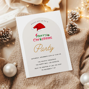 Invitation Fête de Noël minimaliste de Santa Hat