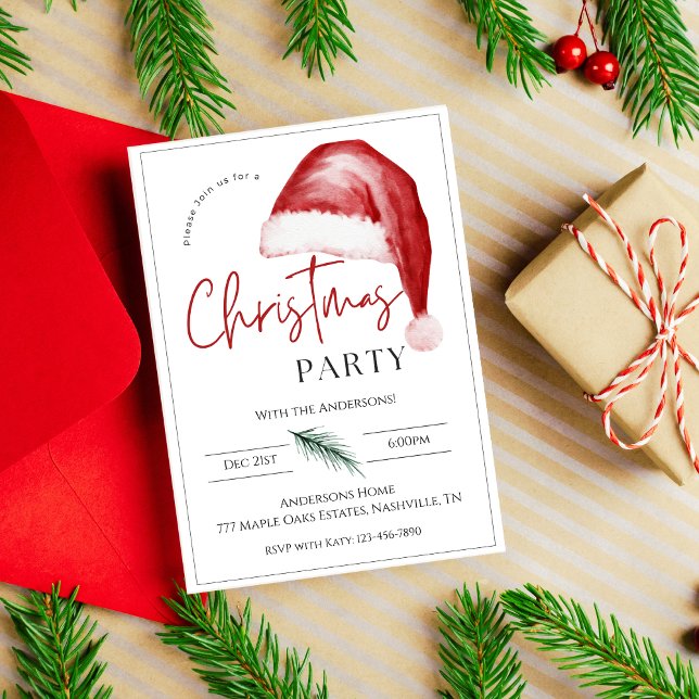 Invitation Fête de Noël minimaliste du Père Noël (Créateur téléchargé)