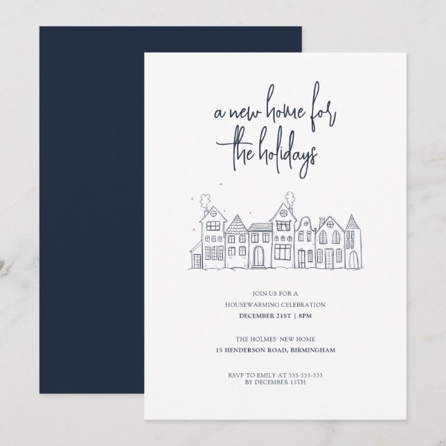 Invitation Fête de Noël minimaliste moderne (Devant / Derrière)