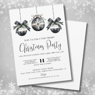 Invitation Fête de Noël Minimaliste Noir Blanc