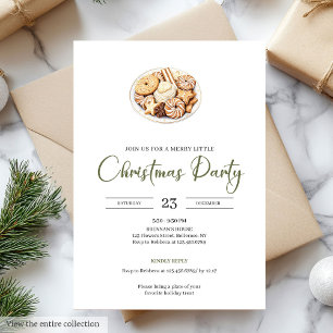 Invitation Fête de Noël Minimaliste Olive Verte de Style Hygg