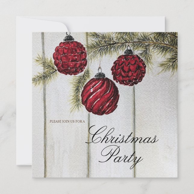 Invitation Fête de Noël minimaliste rustique (Devant)