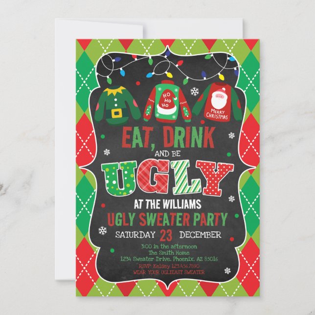 Invitation Fête de Noël moche (Devant)