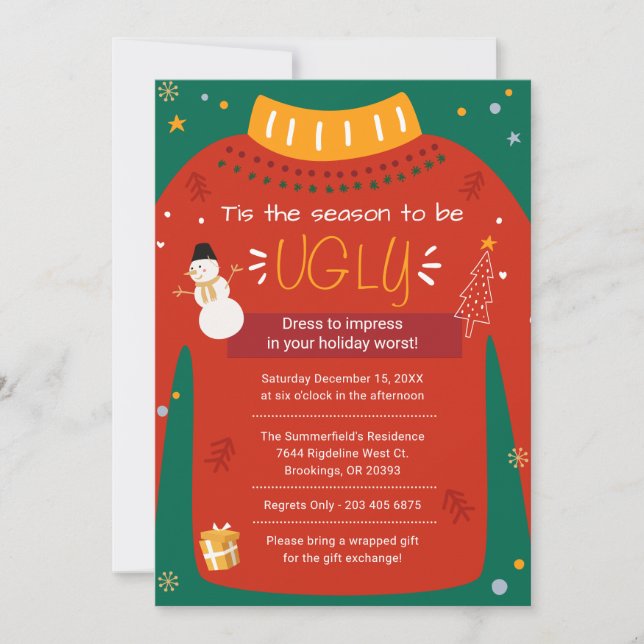 Invitation Fête de Noël moche (Devant)