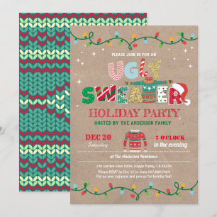 Invitation Fête de Noël moche en pull