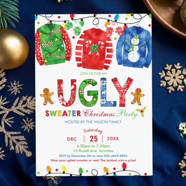Invitation Fête de Noël moche Sweat Vest Veste Tacky (Créateur téléchargé)