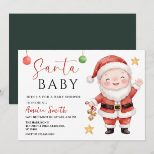 Invitation Fête de Noël moderne Bébé hiver Santa shower